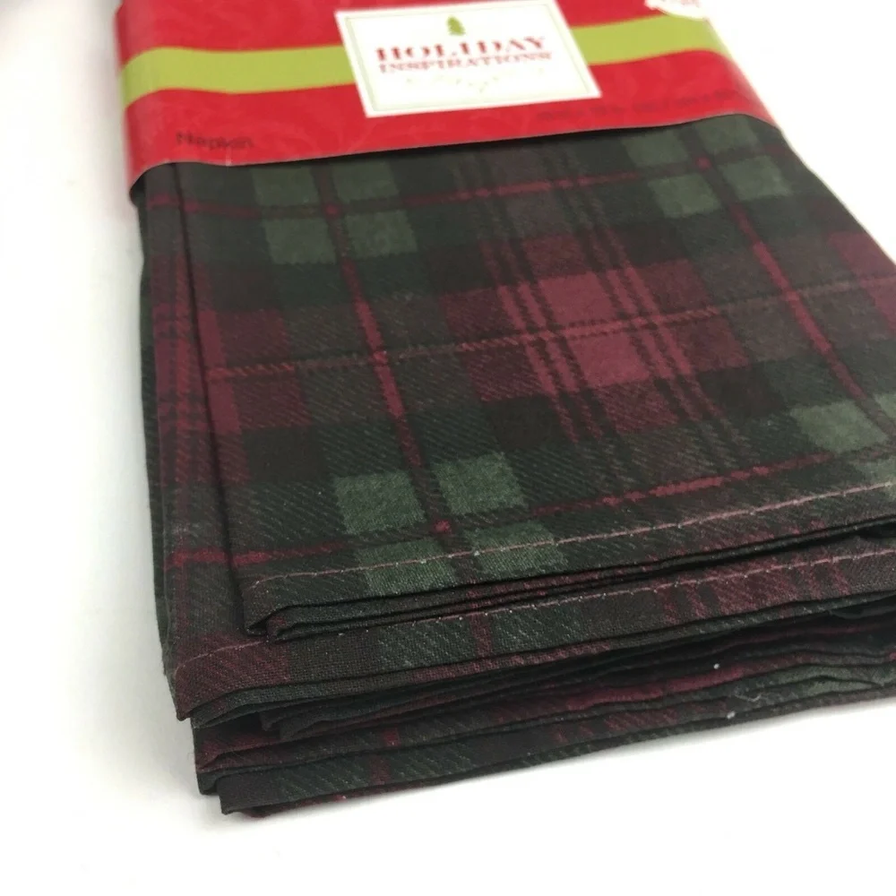 16 Plaid Red Green Holiday Xmas‎ Fabric Napkins